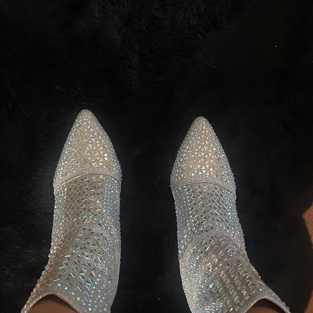Sparkling Silver Pointed Toe Boots